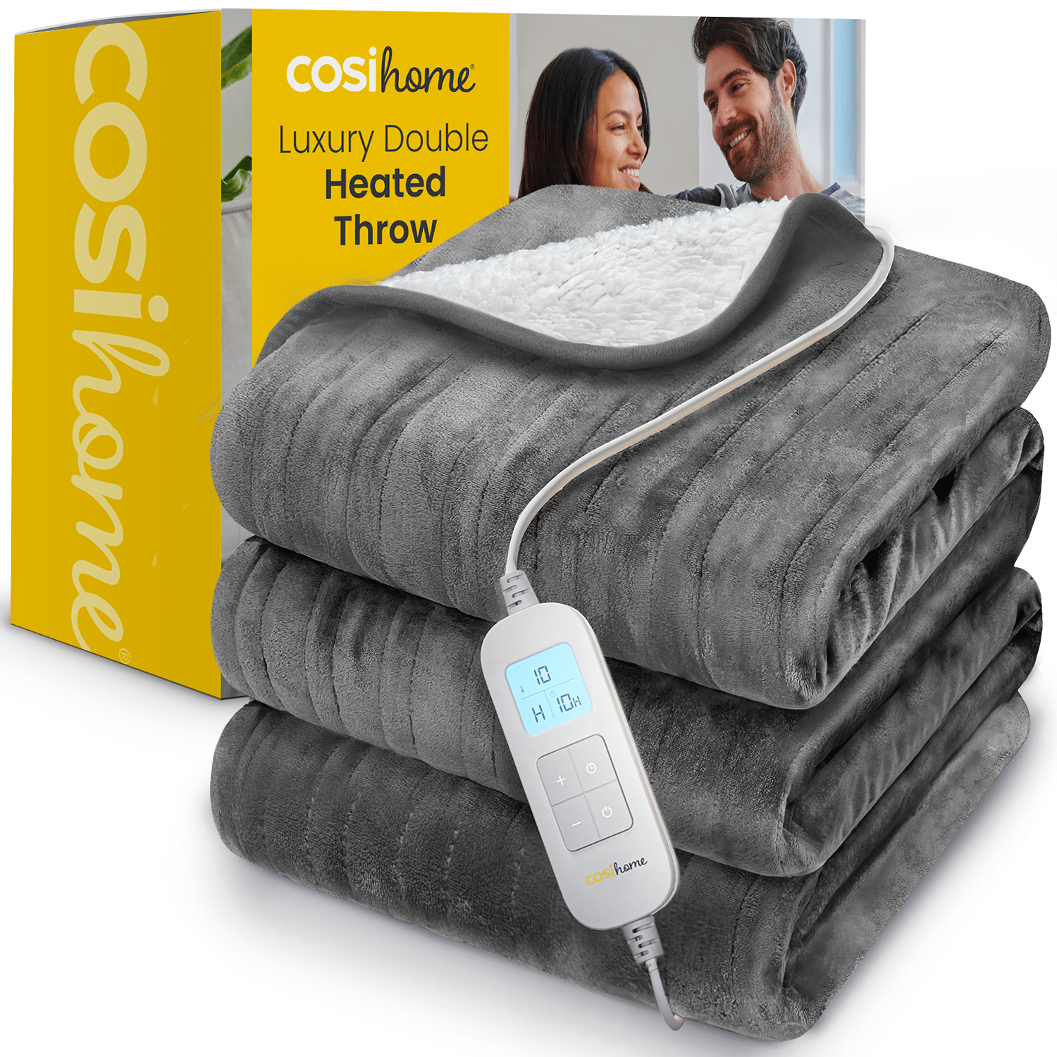 Doble vellón & Sherpa Eléctrico <tc>Manta Térmica Eléctrica</tc> - gris