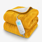 Fleece & Sherpa Electric Heated Throw - mustard