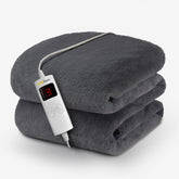 Luxury Faux Fur Electric Heated Throw - grey