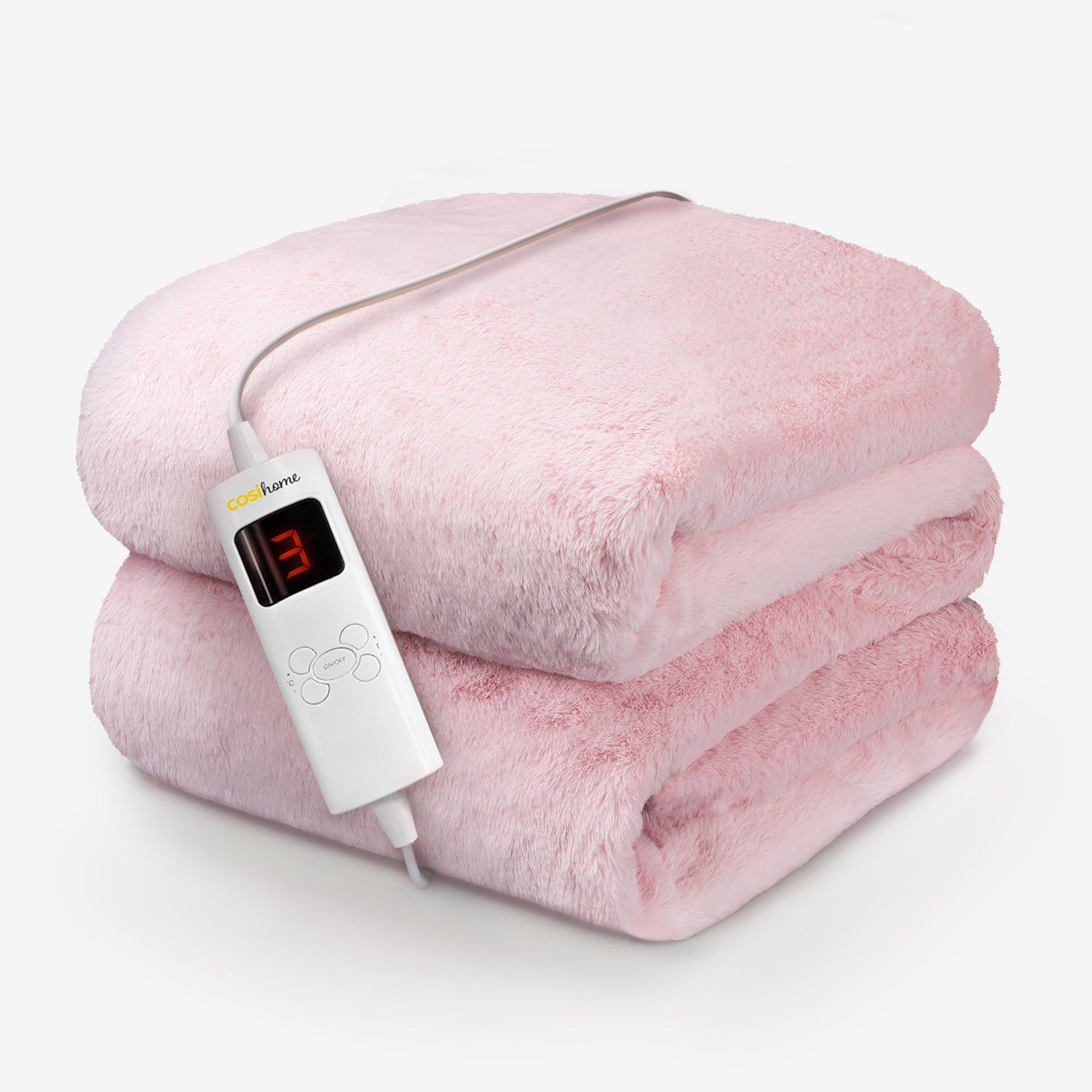 Faux Fur Electric Heated Throw - Pink